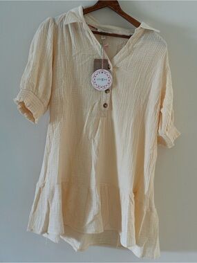Umgee Dress Soft Yellow color  Medium NWT wear as Tunic if you are size Large